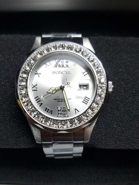 Invicta Silver Crystal-Accented Stainless Steel Watch